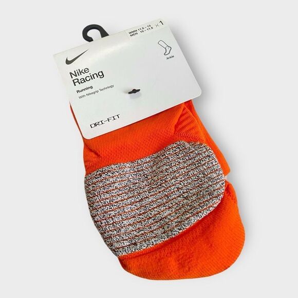 Nike Racing Orange Nikegrip Ankle Sock Mens M10-11.5 W11.5-13 SK0122-819 New - Picture 1 of 7
